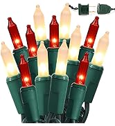 BrizLabs Red & White Christmas Lights, 300 Counts 69.6ft Mini Lights Connectable, UL Certified In...