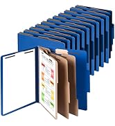 Cesil Pressboard Classification File Folders, 12pcs 3 Dividers Blue File Folders Letter Size with...