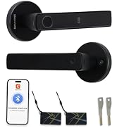 BAMoONE Smart Fingerprint Door Lock with Keypad, Lever Handle, Matte Black | RFID card and Tuya B...