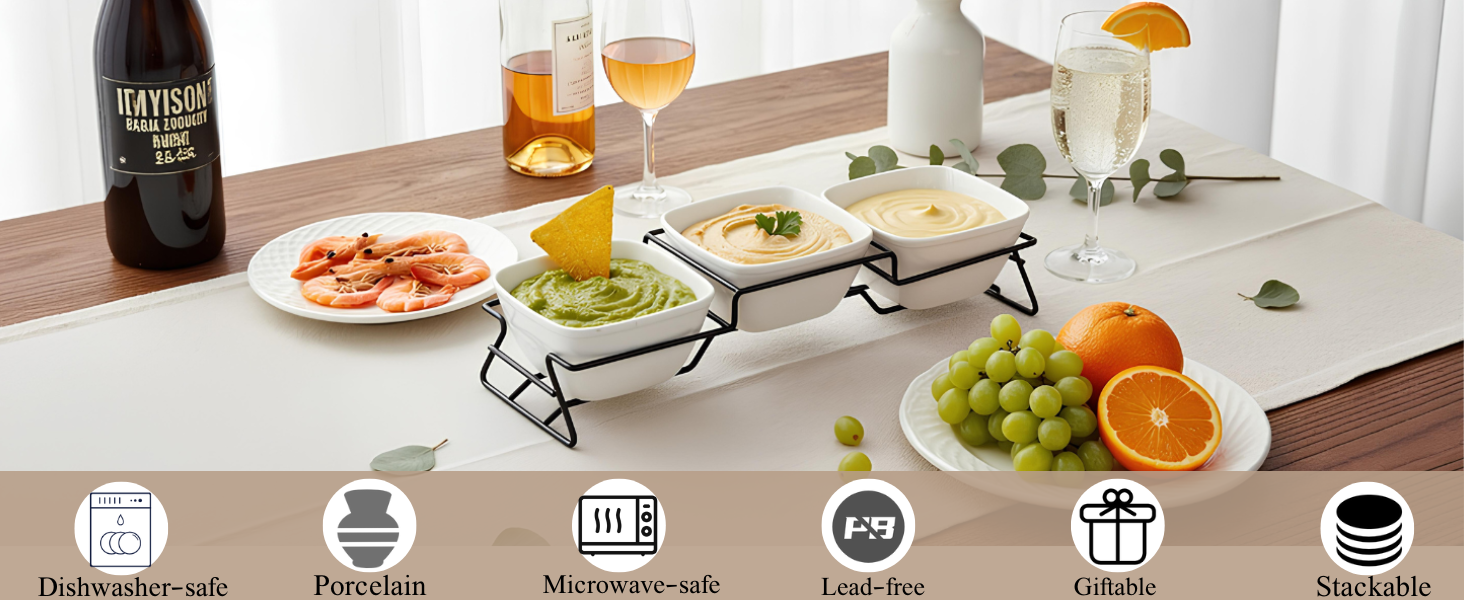 Square Bowl Chip & Dip Serving Set