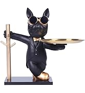 suruim Resin Bulldog Tray Statue Storage Key Holder Candy Jewelry Earrings Tray Piggy Bank Tray S...