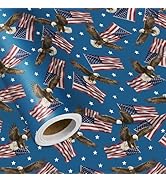 LeZakaa Independence Day Wrapping Paper, American Eagle and Flag Patriotic Design Gift Wrapp for ...