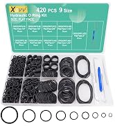 XBVV 420 Pcs Hydraulic O-Ring Kit for ORS/ORFS Flat Face Fittings 9 Size Buna-N 70A O-Ring Seal K...