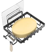 MOFOROCO Soap Dish Holder Wall with 2 Hooks, No Drilling, 304 Stainless Steel Razor Saver for Bat...