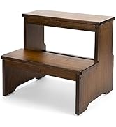 StrongTek Bamboo Two Step Stool for Adults and Kids, Bed Stepstool with Anti-Slip Bottom, Heavy D...