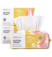 POMPOM LIFE Disposable Face Towel, Ultra Soft Large Cotton Tissue, Unscented Chemical Free 300 Co...
