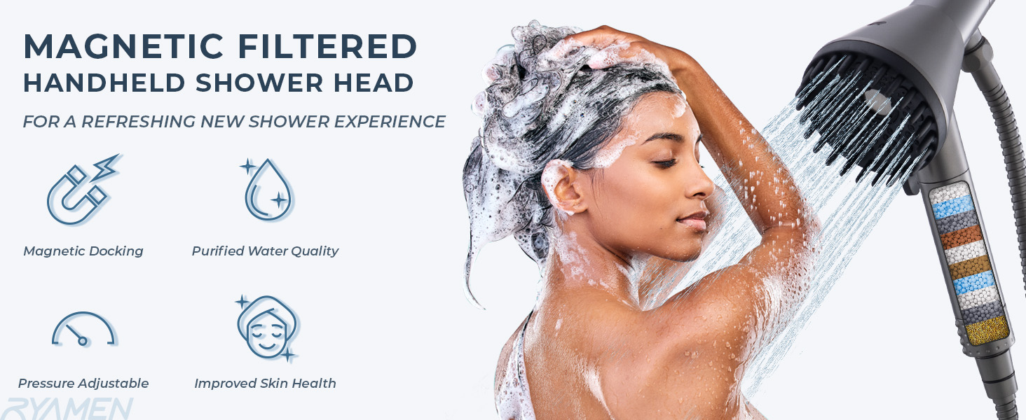 magnetic shower head with filter