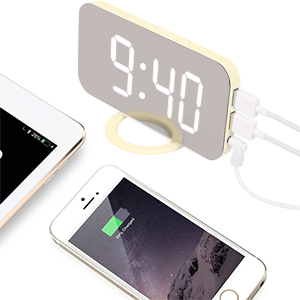 digital clock with dual usb ports