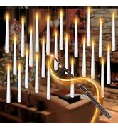 Nimiko 24 Pcs Floating Taper Candles with Wand Remote,Battery Operated Magic Hanging Flameless Ca...