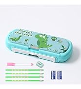Ristpal Pencil Case with Whiteboard, Cute Cartoon Pen Box Organizer Stationery with Sharpener, Sc...