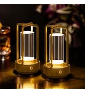 UMLAEN Rechargeable Table Lamp Cordless, 3 Color | Crystal | Stepless Dimming, for Bedroom, Cafe,...