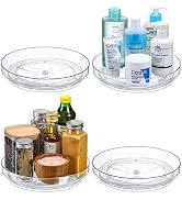 Set of 4, 9 Inch Clear Non-Skid Lazy Susan Organizers - Turntable Rack for Kitchen Cabinet, Pantr...