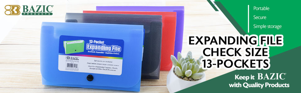 13-Pockets Coupon/Personal Check Size Expanding File