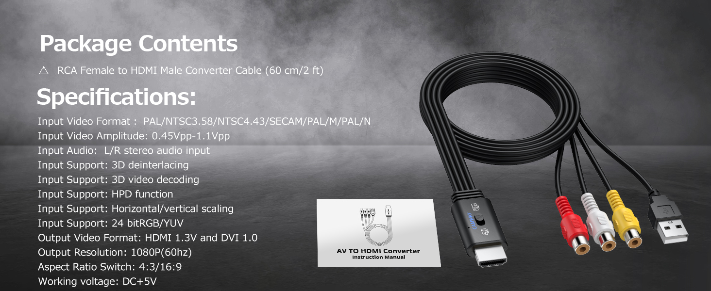CAMWAY RCA to HDMI Converter Female Cable