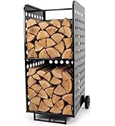 Cycayit 800 lbs Heavy-Duty Rolling Firewood Cart with Wheels, Vertical Log Storage Rack for Outdo...