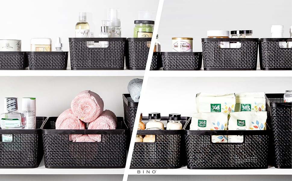 BINO Woven Plastic Storage Basket wicker basket storage bin