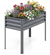 Giantex Raised Garden Bed with Legs, 48" x 22" x 32" Metal Large Elevated Planter Box for Vegetab...