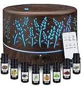 Diffusers for Essential Oils Large Room 600ml,Essential Oil Diffusers for Home with R/C,8/Set Oil...
