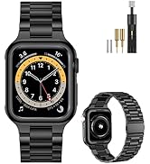 MioHHR Metal Band Compatible Apple Watch Band 45mm 44mm 42mm 41mm 40mm 38mm, Solid Stainless Stee...