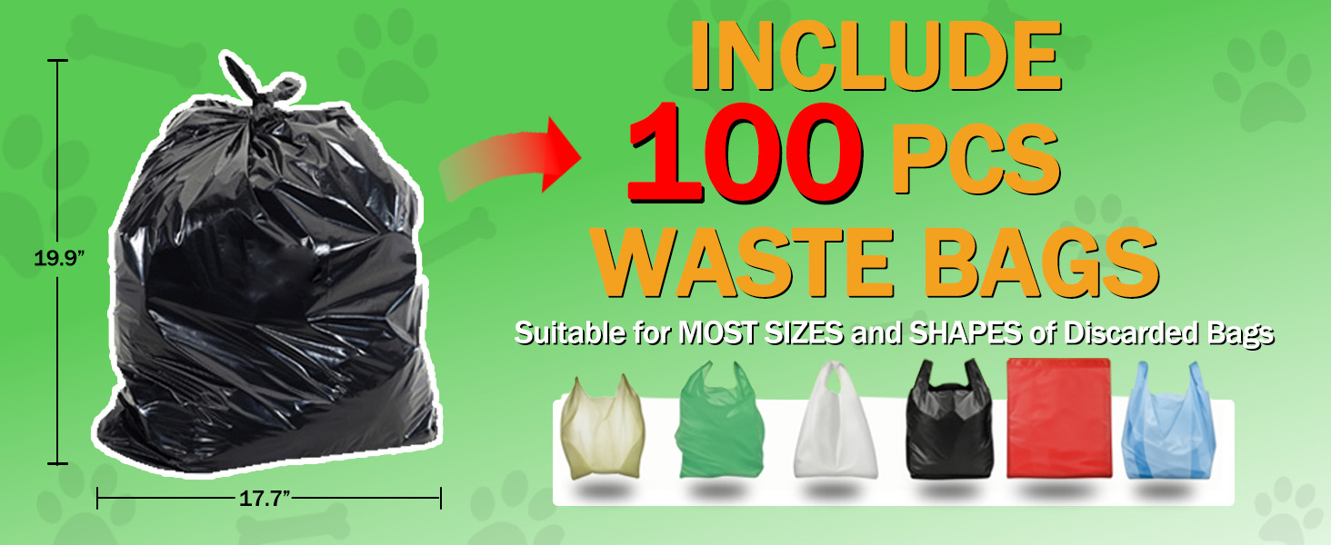 FUSBUNTY Dog Pooper Scooper Swivel Bin with 100 Waste Bags