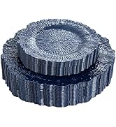 DaYammi 60Pcs Blue Plastic Plates - Dark Blue Pates Disposable - Heavy Duty Plastic Plates for Pa...