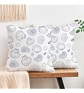 De-Mediocre Blue Seashells Pillow Covers Summer Coastal and Beach Throw Pillow Covers Cute and Lo...