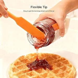 silicone jar spatula, skinny spatula, long handle spatula