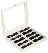 AUTOARK Large Top Glass Lid Sunglasses Organizer Case,10-Slot PU Leather Lockable Storage Box for...