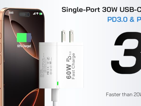 Single-Port 30W USB-C Fast Charger