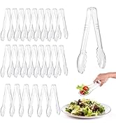 Mwellewm 24 Pc Plastic Tongs for Serving 9 Inch Bulk Reusable or Disposable Tongs Heavy Duty Hard...