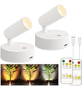 maylit 2 Pack Rechargeable Spotlights Indoor, Battery Operated Tree Lights, Plant Uplighting Pict...