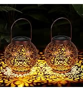 Homemory 2 Pack Solar Lanterns Outdoor Waterproof Hanging Lantern Decorative Outside Lights for P...