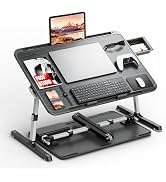 Potuopy Adjustable Lap Desk, Large Smooth Easy-Clean Wood Grain Desktop, Foldable Laptop Bed Tray...