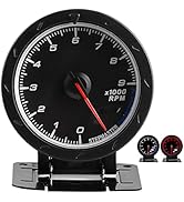 Qiilu 12V Tachometer Gauge, 2.5" 60mm Black Car Auto Digital White/Red LED Light Tacho Tachometer...