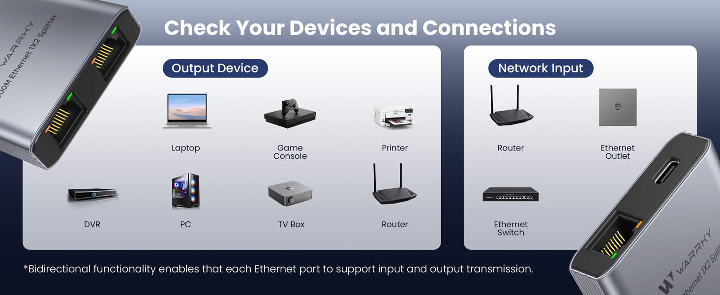 *Each Ethernet port supports input and output transmission.