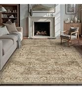 PureCozy Brown Multi Area Rug 8x10 Vintage Washable Distressed Living Room Carpet Large Indoor No...