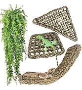 MUYG Reptile Hammock,Large Lizard Lounger,Bearded Dragon Tank Accessories Natural Seagrass Hammoc...