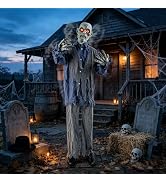 Curoee Halloween Animatronic 76in Standing Zombie with Sensor Activated | Standing Animated Decor...