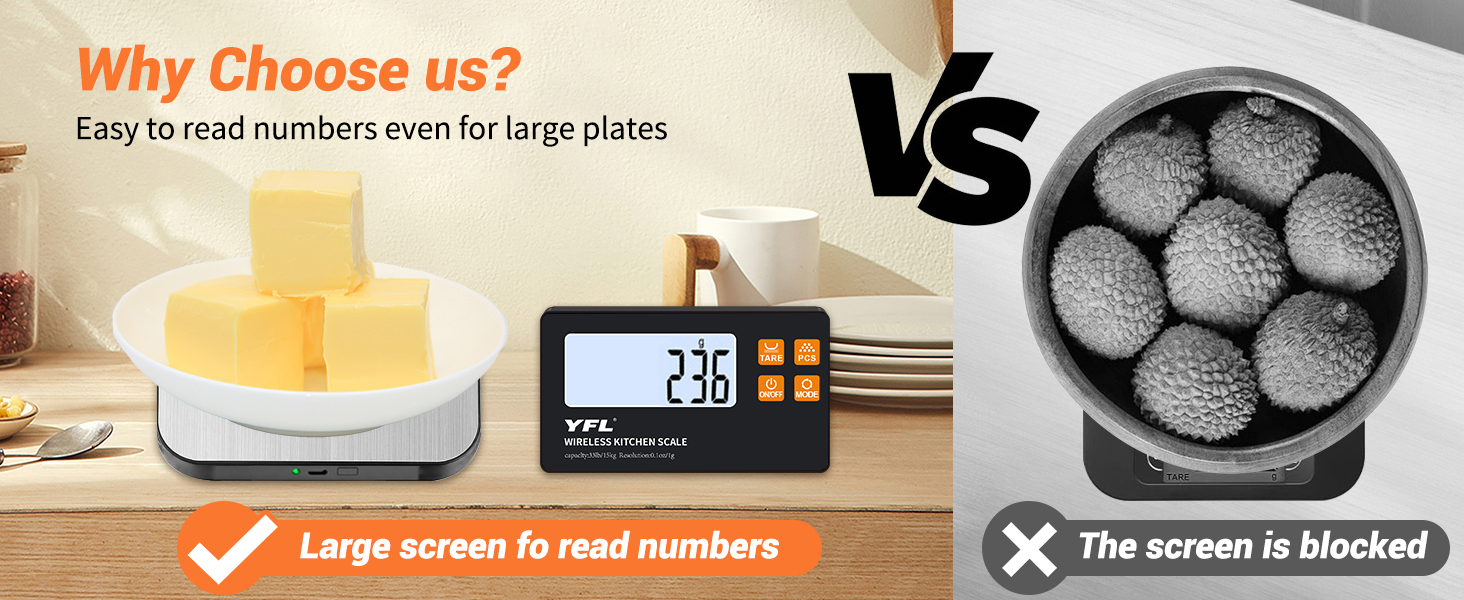 Wireless Kitchen Scale with Remote Display