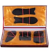 Natural Black Buffalo Horn GuaSha Scraping Massage Chinese Gua Sha Board Tools Kit Set of 5 for F...
