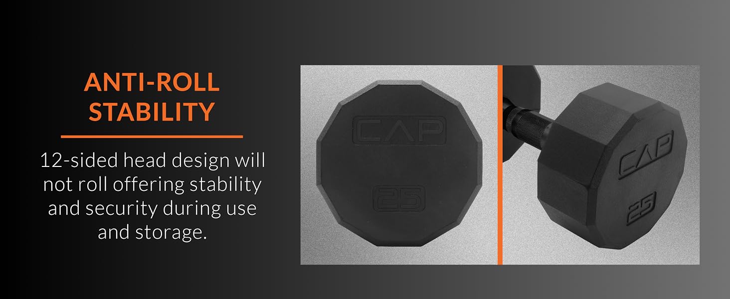 CAP dumbbells anit-roll stability