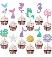 48 Pcs Mermaid Cupcake Toppers Glitter Mermaids Birthday Cake Decorations with Mermaids, Mermaid ...