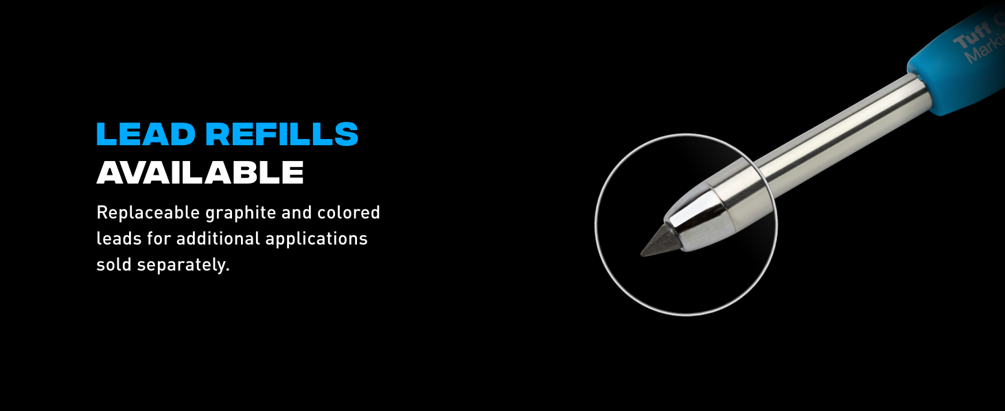 Replaceable graphite and colored leads for additional applications sold seperatly