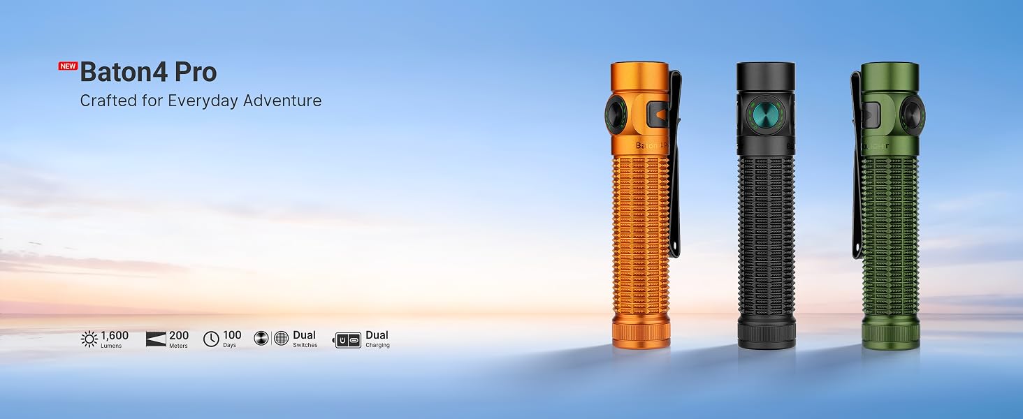 the new olight baton4 pro edc falshlight rechargeable