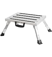 Homeon Wheels Adjustable Aluminum RV Step, Stable Foldable Platform Step, Supports Up to 1000 lb,...