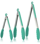 Kitchen Tongs, U-Taste 7/9/12 inches Cooking Tongs, with 480ºF High Heat-Resistant Non-Stick Sili...