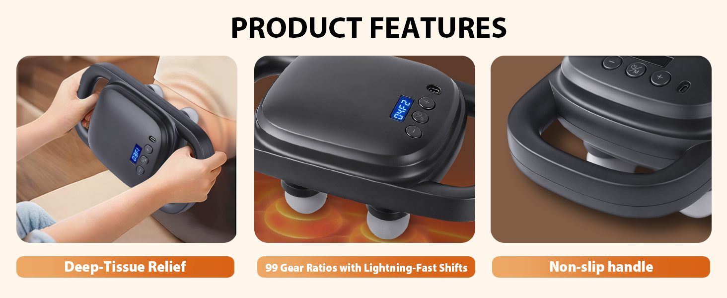 4 Head Massage Gun, massage gun, Deep Tissue Percussion Massager, back massager, neck massager