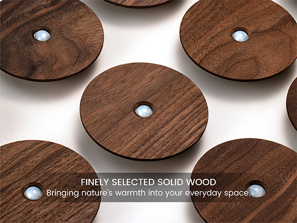 Smooth-edged walnut wood LED light with clean finish.