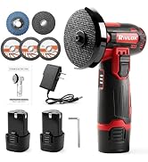 Rivlox Cordless Angle Grinder Kit, 3-inch Mini Angle Grinder Tool | with 2Pcs 12V 1500mAh Batteri...