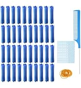 MOODKEY 40pcs Perm Rods, Plastic Hair Rollers Heatless Hair Curlers Set with 1pc Rat Tail Comb, 4...
